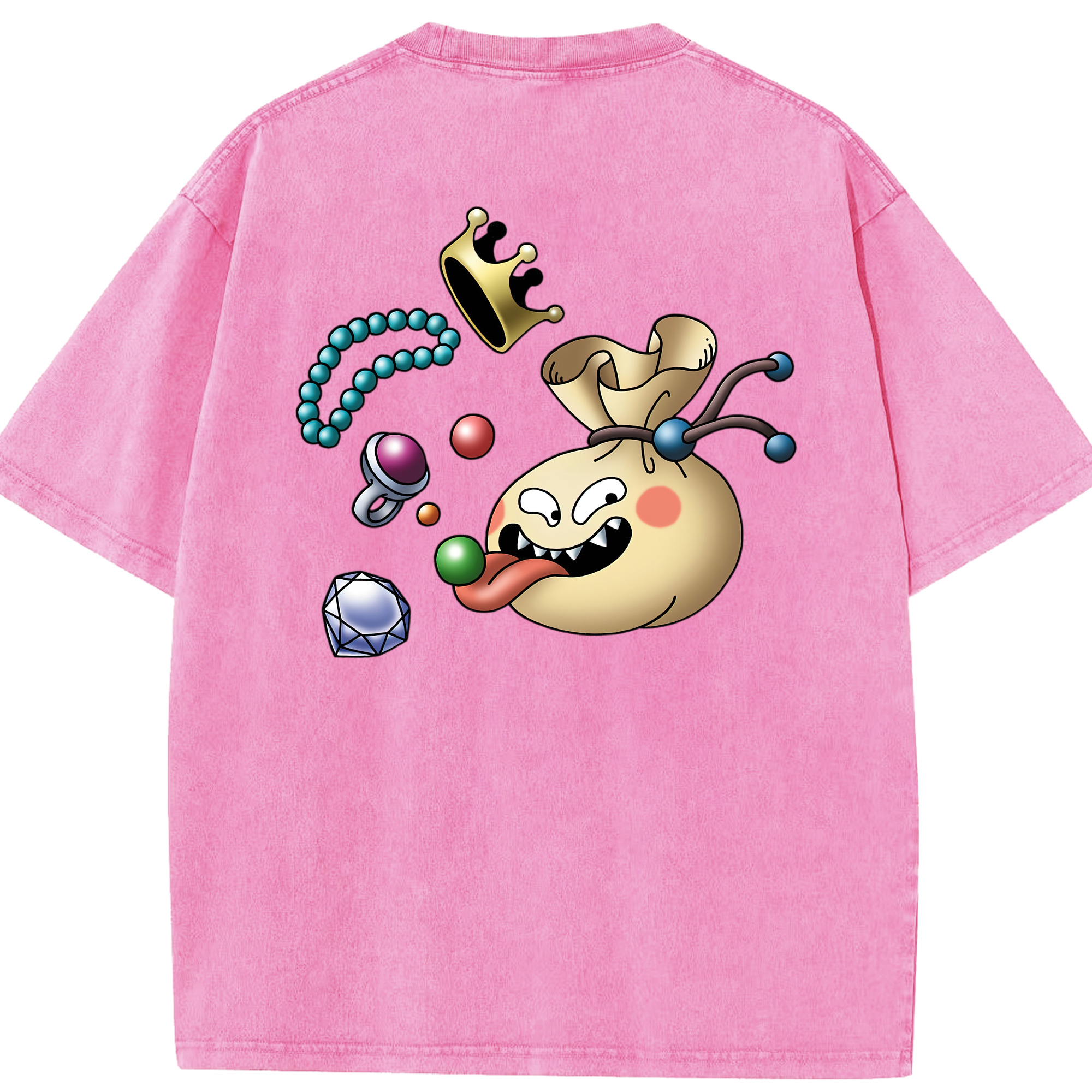 （画像用） ドラゴンクエスト Doragon Kuesuto Dragon Quest 綿100% ヴィンテージ風 半袖Tシャツ（背面プリント）